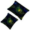 2 Pcs Pocket Cosmetic Bag, Peacock Feather Green Pattern Self-Closing Shrapnel Makeup Bag No Zipper Small Makeup Pouch for Mini Travel Storage for Cosmetics Headphones Jewelry Organizer view 1