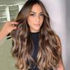 13x4 Silk Top Lace Frontal Body Wave Wig Brown Roots Ombre Blonde 13x4 Silk Base Lace Front Human Hair Wigs Baby Hair Transparent Lace (180 Density, 20inch) view 3