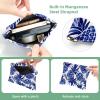 2 Pcs Pocket Cosmetic Bag, Pineapple Blue Pattern Self-Closing Shrapnel Makeup Bag No Zipper Small Makeup Pouch for Mini Travel Storage for Cosmetics Headphones Jewelry Organizer view 3