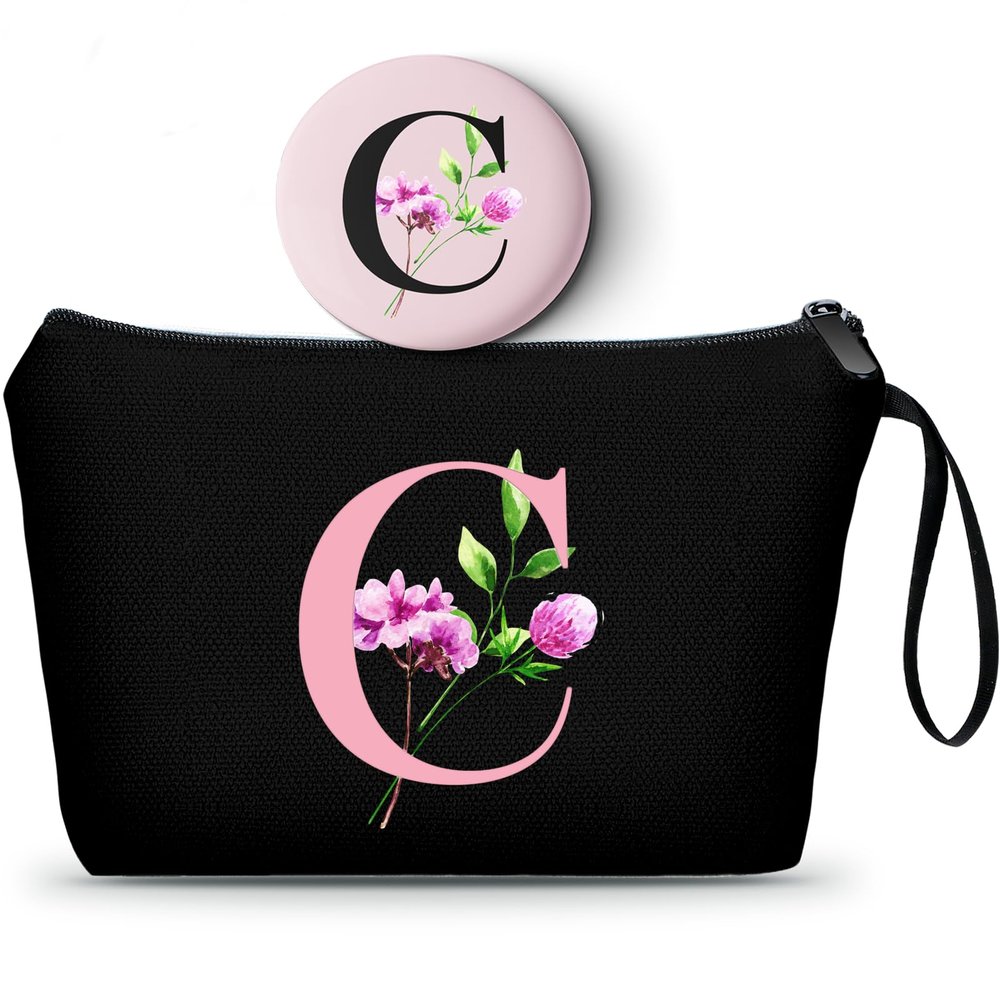 Happy Birthday Friendship Womens Bridesmaid Coolest Gifts for Sister Teacher Coworkers Personalized Travel Makeup Cosmetic Bag with Mirror Valentines Mothers Day Christmas Graduation C