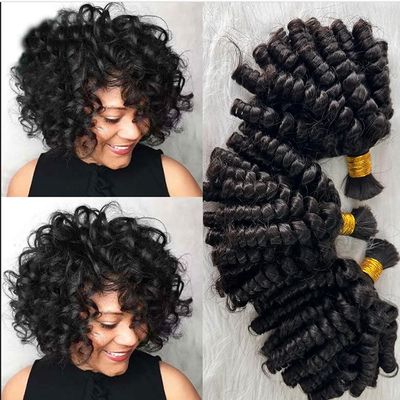 Hesperis Curly Human Hair Bulk for Braiding Bouncy Curly Human Hair Bundles No Weft Double Drawn Bulk Hair for Boho Braids (18inch, 1 bundle 100g)