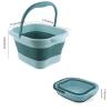 Collapsible Foot Bath Basin for Soaking Feet,Foot Soak Tub,Plastic Foot Bucket with Handles and Massage Acupoint,Foldable Laundry Basket,Blue view 2