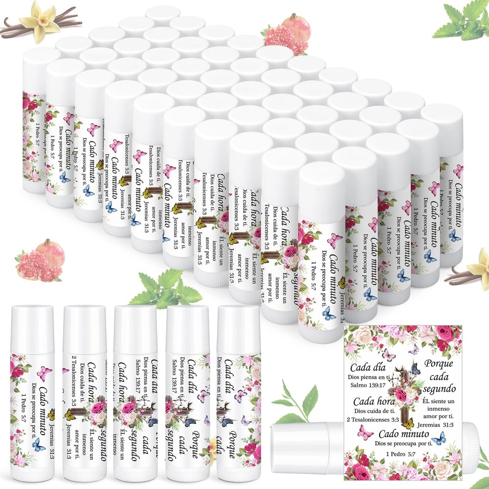 50 Pcs Christian Lip Balm Bulk Bible Verses Lip Balm Scripture Christian Gifts for Women Faith Religious Church Party Favor Inspirational Gift for Teacher Nurse Mother Coworker Employee