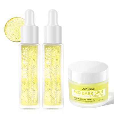 2 PCS JING MENG VITAMIN C PEPTIDES SERUM, Dark Spot Corrector, Unique Oil-in-serum Contains 3, 000 Soft Beads, Improve Elasticity, Tighten, No Color, BIO-MICRO CAPSULE TECHNOLOGY