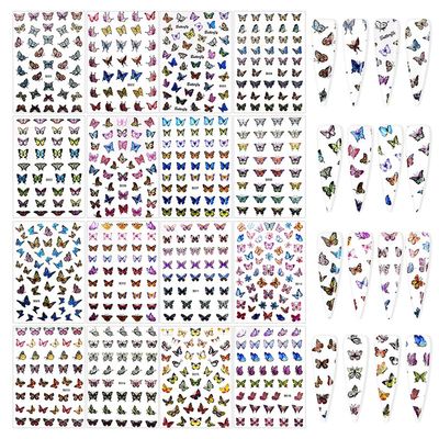 16 Sheets Butterfly Nail Stickers, Nail Decals, Butterfly Stickers for Nail Art, Fingernail Stickers, Nail Designs Butterflies Flowers Pattern Decorations for DIY Nails Designs Decoration