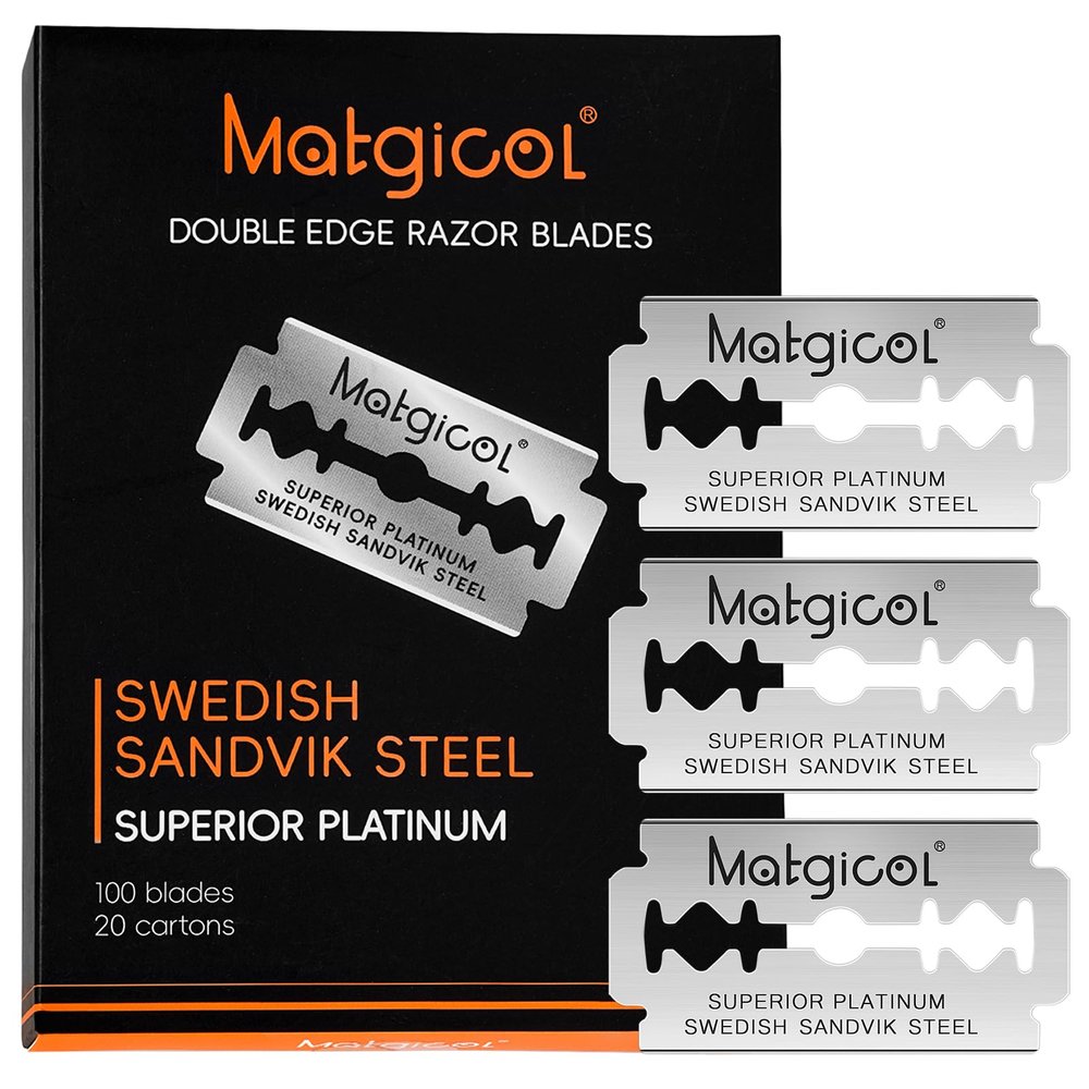 Double Edge Safety Razor Blades - 100 Count Premium Platinum Swedish Steel Blades for Men & Womens Razors with a Smooth Precise and Clean Shave