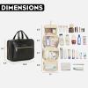 Yeiotsy Hanging Toiletry Bag - Waterproof Vegan Leather Organizer with Wet-Dry Compartments, Foldable Design for Camping, Gym & Business Travel (Black, Large) view 3