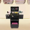 Pxolerig Punk Style Rolling Makeup Train Case, Beauty Salon Makeup Train Case w/Keys, Hair Stylist Rolling Case, Hairdressing Travel Case for Hairstylists, Black view 2