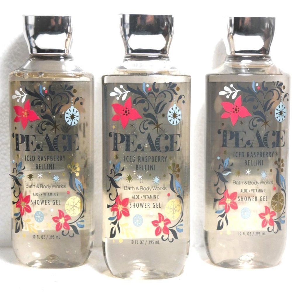3 PEACE Iced Raspberry Bellini Shower Gel bath body 10 oz