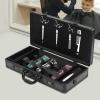 Beauty Professional Barber Case 21.7x10.7x4in,Aluminum Alloy Barber Carrying Case,Stylist Tool Travel Carry Case, Salon Hair Cutting Grooming Kit case(Black2 (with Shoulder strap), 21.7x10.7x4 in) view 3
