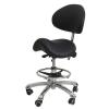 Pedicure Stool Pedicure Chair for Nail Tech, Height Adjustable Saddle Stool with Back Support, Swivel Salon Spa Stool, Rolling Stool with Foot Rest, Perfect for Dental Clinic Home Office, Black view 1