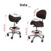 Pedicure Stool Pedicure Chair for Nail Tech, Height Adjustable Saddle Stool with Back Support, Swivel Salon Spa Stool, Rolling Stool with Foot Rest, Perfect for Dental Clinic Home Office, Black view 3