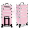 SGeneE Travel Makeup Car, Embroidery Tool Cart, Beauty Tool Organizer, Aluminum Frame, Universal Wheel with Lock (Pink 35x26x80cm) view 1