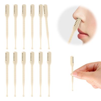 Dawmud Nasal Hair Cutter, 2025 Upgraded Portable Nose Hair Trimmer, Nose Hair Trimming Tweezers, Split Ends Hair Trimmer, Manual 360 Rotating Nostril Hair Removal for Men Women (12PCS Cream)