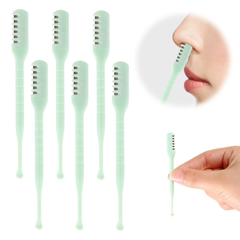 Dawmud Nasal Hair Cutter, 2025 Upgraded Portable Nose Hair Trimmer, Nose Hair Trimming Tweezers, Split Ends Hair Trimmer, Manual 360 Rotating Nostril Hair Removal for Men Women (6PCS Green)