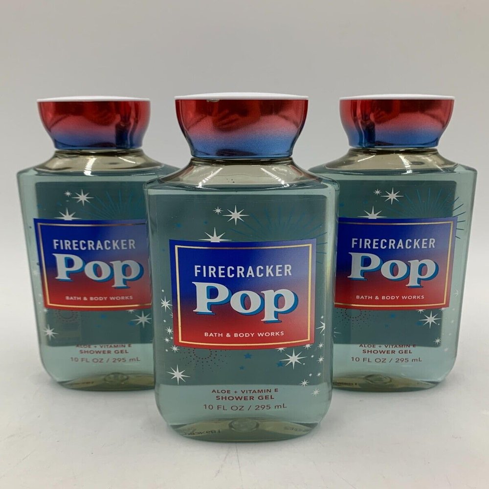 3 SHOWER GEL WASH ALOE VITAMIN E 10 OZ Firecracker Pop bath body