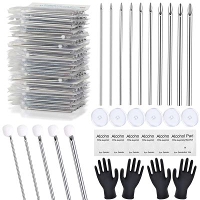 Piercing Needles Kit - Judero 66Pcs Piercing Kit Includes 50Pcs Ear Nose Piercing Needles 16G Hollow Needles 6Pcs Piercing Discs 6Pcs Clean Tools 4Pcs Gloves for Ear Nose Tragus Navel Nipple Lip Tongue Eyebrow Piercing Tools
