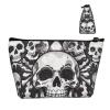 FJRFGbkJKN Cosmetic Bag Portable Makeup Bag Black and white skull Toiletry Bag Large Capacity Zipper Pouch Waterproof Toiletry Pouch Makeup Organizer Case for Women Men view 1