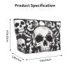 FJRFGbkJKN Cosmetic Bag Portable Makeup Bag Black and white skull Toiletry Bag Large Capacity Zipper Pouch Waterproof Toiletry Pouch Makeup Organizer Case for Women Men view 2