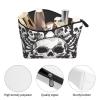 FJRFGbkJKN Cosmetic Bag Portable Makeup Bag Black and white skull Toiletry Bag Large Capacity Zipper Pouch Waterproof Toiletry Pouch Makeup Organizer Case for Women Men view 3
