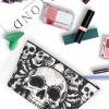 FJRFGbkJKN Cosmetic Bag Portable Makeup Bag Black and white skull Toiletry Bag Large Capacity Zipper Pouch Waterproof Toiletry Pouch Makeup Organizer Case for Women Men view 4