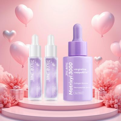 2 PCS JING MENG LAVANDULA CHAMOMILE SERUM, MATRIXYL 3000 SERUM, COLLAGEN BOOSTER, Unique oil-in-serum contains 3,000 soft beads, Relieve Fatigue, Soothe, No Color, BIO-MICRO CAPSULE TECHNOLOGY
