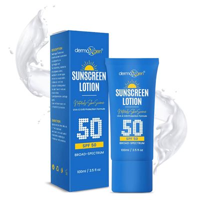 Dermaxgen Sunscreen Lotion SPF 50  Lightweight, Non-Greasy Sun Protection for All Skin Types. Hydrates, Skin Shield, Water-Resistant Coverage for Radiant, Moisturized Skin.