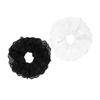 WOONEKY 2pcs Oversized Lace Hair Scrunchies Big Scrunchies for Women Girls Elegant Design Great Elasticity Comfortable Hair Accessories in Black White Diameter view 1