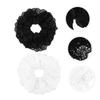 WOONEKY 2pcs Oversized Lace Hair Scrunchies Big Scrunchies for Women Girls Elegant Design Great Elasticity Comfortable Hair Accessories in Black White Diameter view 2