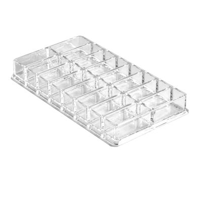 SOESFOUFU Acrylic Makeup Compact Organizer with Design for Easy Visibility Double-row Display Rack for Lipstick Powder and Beauty Products Vanity and Store Use
