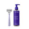 Flamingo Razor Shaving Set for Women - 5-Blade Razor, Nourishing Shave Oil, and Shower Holder - Lilac view 1