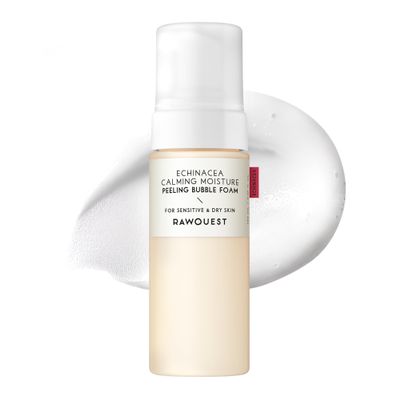 Rawquest Echinacea Peeling Cleansing Bubble Foam, AHA, PHA, LHA for Exfoliating, Echinacea Extract Soothing Skin, Cleansing, Improving Skin Texture, No Irritation, Skincare for Sensitive Skin, 150ml
