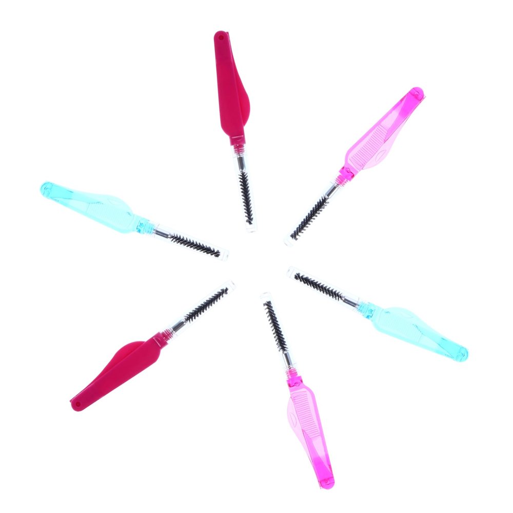 Baluue 6pcs Folding Eyebrow and Eyelash Combs Portable Dual-Sided Brow Brush and Lash Separator for Professional Makeup and Personal Use Random Colors
