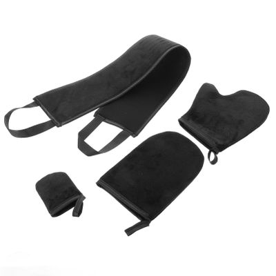 FRCOLOR Self Tanning Glove Set Tanning Mitt and Back Applicator Safe Lotion Application Tool Soft Lint Black
