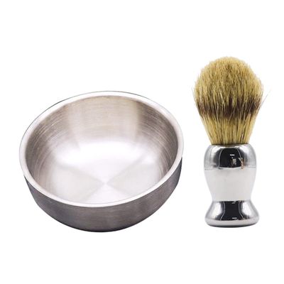 NOLITOY 2pcs Professional Shaving Brush Set Stainless Steel Soap Bowl Ergonomic Design for Effortless Wet Shaving for Men Fathers Day