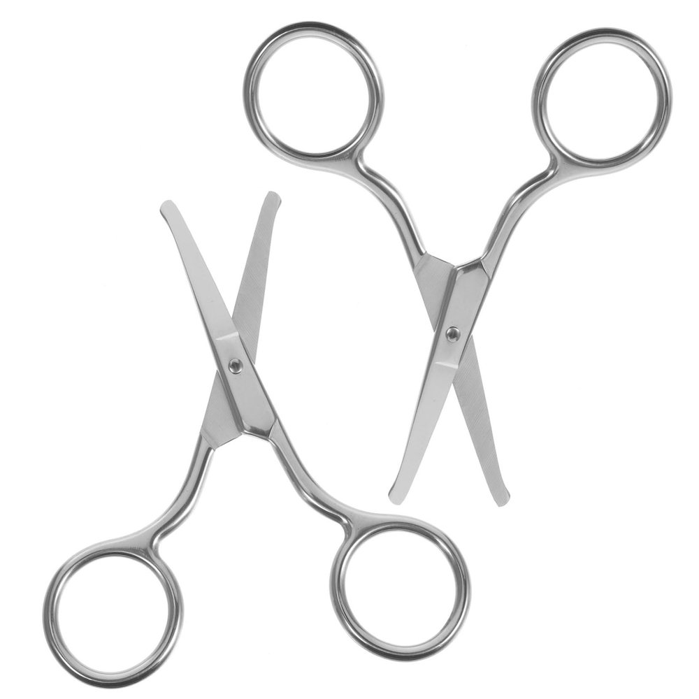 Baluue 8pcs Stainless Steel Hair Scissors Eyebrow Trimmer Scissors Safety Nose Hair Scissor Multi-function Grooming Tools for Men Women