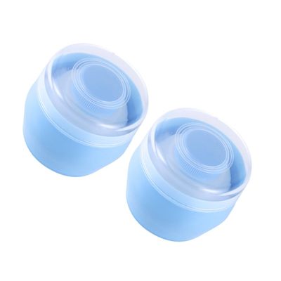 Baluue 2pcs Powder Puff Box Soft Plush Talcum Powder Puff with Sifter for Boy Girl Easy One-Hand Operation for Home Use and Gentle Skin Sky Blue Color