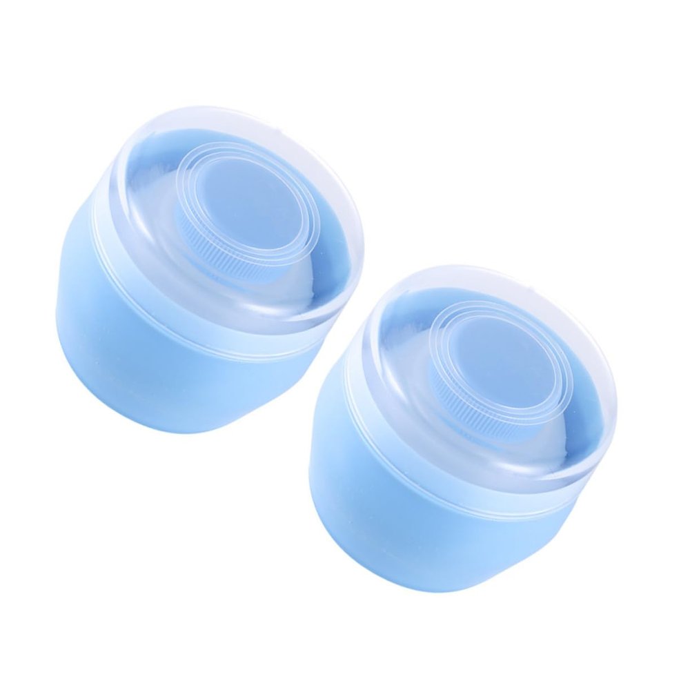 Baluue 2pcs Powder Puff Box Soft Plush Talcum Powder Puff with Sifter for Boy Girl Easy One-Hand Operation for Home Use and Gentle Skin Sky Blue Color