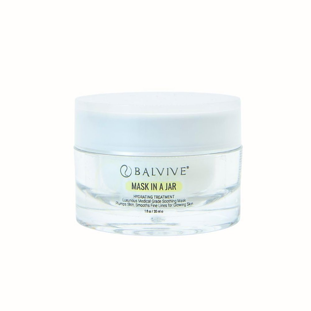 BALVIVE Mask in a Jar Plumps & Smooths Skin with Peptides + Hyaluronic Acid + Aloe Vera Smooths Lines & Wrinkles for Healthy Glow & Even Skin Tone 1 Oz.