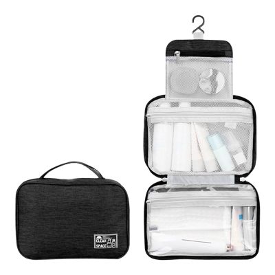 KELINFONG Hanging Travel Toiletry Bag for Men,10" X 6.5" Makeup Bag Organizer,Large Capacity Portable Foldable Toiletries Travel Bag with Compartment,Waterproof Travel Cosmetic Bag,Travel Accessories