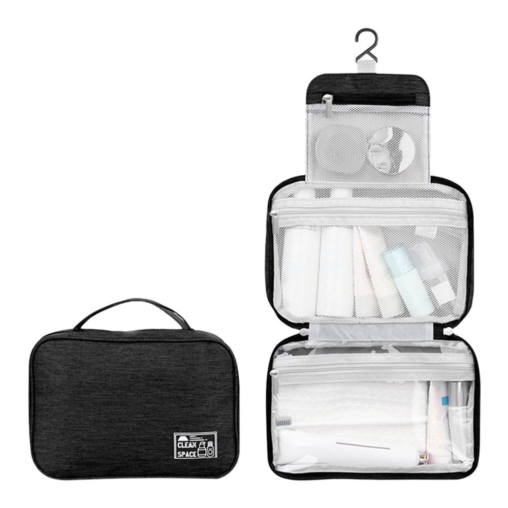 KELINFONG Hanging Travel Toiletry Bag for Men,10" X 6.5" Makeup Bag Organizer,Large Capacity Portable Foldable Toiletries Travel Bag with Compartment,Waterproof Travel Cosmetic Bag,Travel Accessories