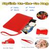 2 Pack Small Zipper Pouch Mini Makeup Bag for Purse Lipstick Cosmetic Travel Make Up Organizer for Women Essentials, Car Change Coin Holder 4.5 x 6.5 Clutch Stadium Approved Wristlet, Black Red view 3
