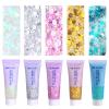 Face Body Glitter, Hair Glitter Sparkles Chunky Face Glitter Gel for Girls Makeup Singer Concerts Mermaid Festival Sequins Face Paint (White+Silver+Pink+Gold+Light Blue) view 1