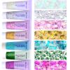 Face Body Glitter, Hair Glitter Sparkles Chunky Face Glitter Gel for Girls Makeup Singer Concerts Mermaid Festival Sequins Face Paint (White+Silver+Pink+Gold+Light Blue+Green+Rose Red) view 1