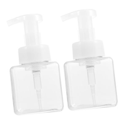 Baluue 2pcs Square Plastic Foaming Bottles Empty Soap Pump Dispensers for Travel Cosmetics and Liquid Storage Leak Design for Shampoo Lotion