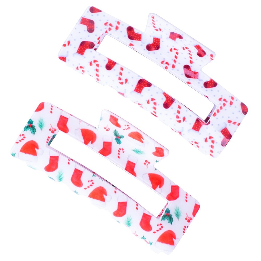 Christmas Hair Claw Clips with Socks & Candy Cane Design, Christmas Hair Accessory for Holiday Parties, Festive Events and Seasonal Gatherings, Xmas Hair Clip for Girls, Women and Adults