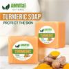 AMVital Turmeric Soap Bar for Face & Body  Handmade Natural Cleanser, Gentle Herbal Skincare for All Skin Types, Face Wash & Body Soap (Pack of 3) view 2