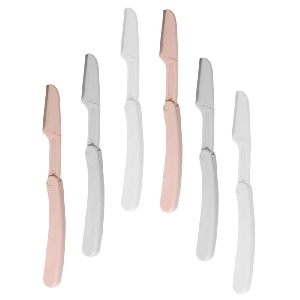 Beatifufu 6pcs Stainless Steel Eyebrow Trimmer Shaver for Women Facial Hair Razor Compact for Travel No Harm Skin-Friendly