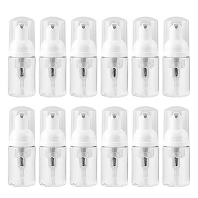 12 Pcs 30ml Refillable Empty Foam Bottle Plastic Pump Press Dispenser for Liquid Soap Lash Cleanser Shampoo Foaming Cleaning Castile Travel Cosmetics Packaging (24pcs 30ML)