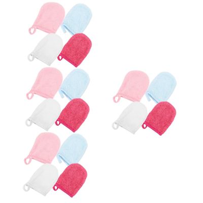 Beatifufu 16pcs Microfiber Face Wash Mitts Gentle Oil Cleanser Gloves Moisturizing Sleep Mask Sensitive Skin Facial Cleaning Mitts Reusable Makeup Remover Gloves